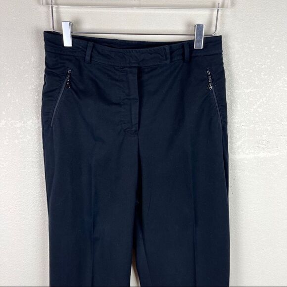 St. John Black Straight Leg Cotton Trousers Slacks Size 4 - Picture 2 of 9